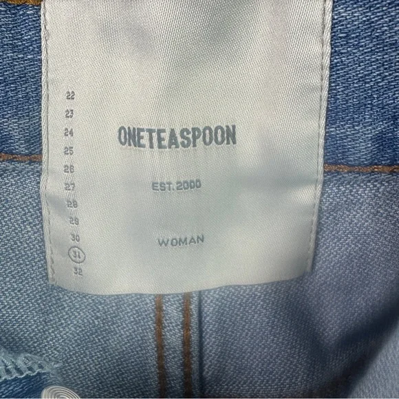 One Teaspoon Bandits Distressed Denim Shorts Sz 31 Slouchy Cutoff Jean Shorts - Picture 8 of 11